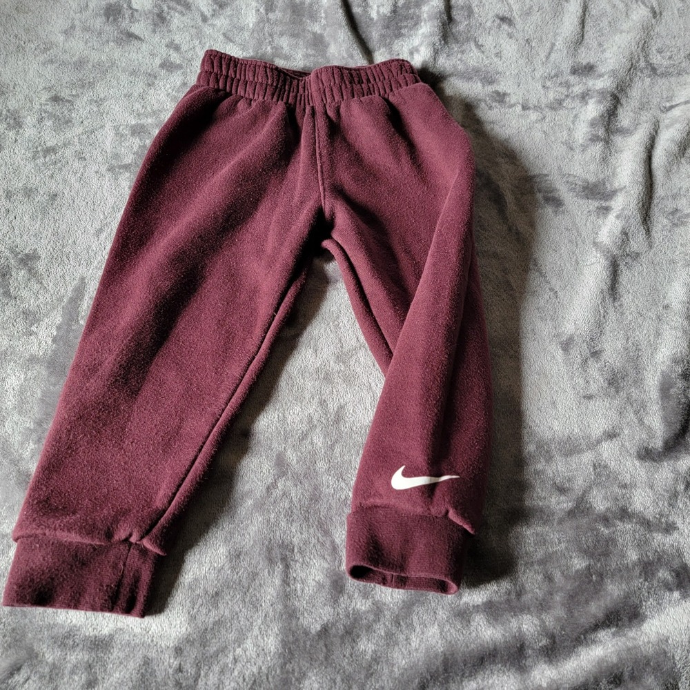 Nike Joggers Kids 3T Burgundy Excellent Fleece Sweatpants Swoosh Logo 745